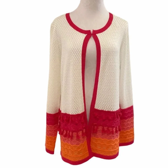 Cabana Cay Sweaters - Cabana Cay Open-Knit Ombré Scalloped Cardi…